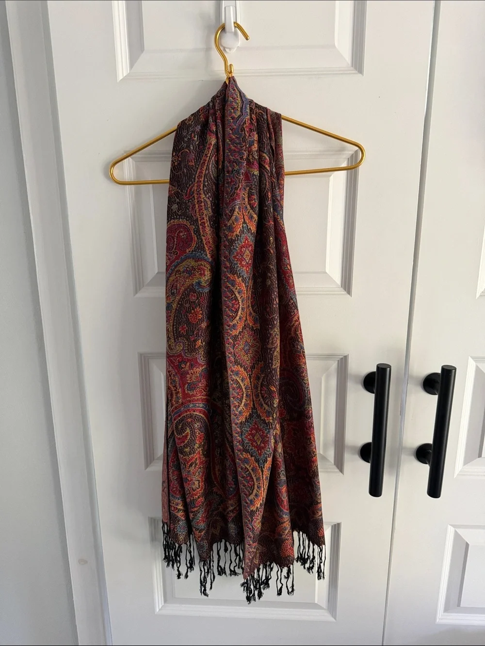Paisley Fringe Throw Scarf - Multicolor